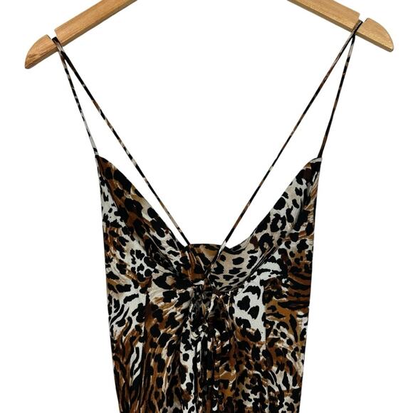 Naked Wardrobe Tiger Print Crisscross Back Slip Cocktail Dress Small Mob Wife - Picture 8 of 12